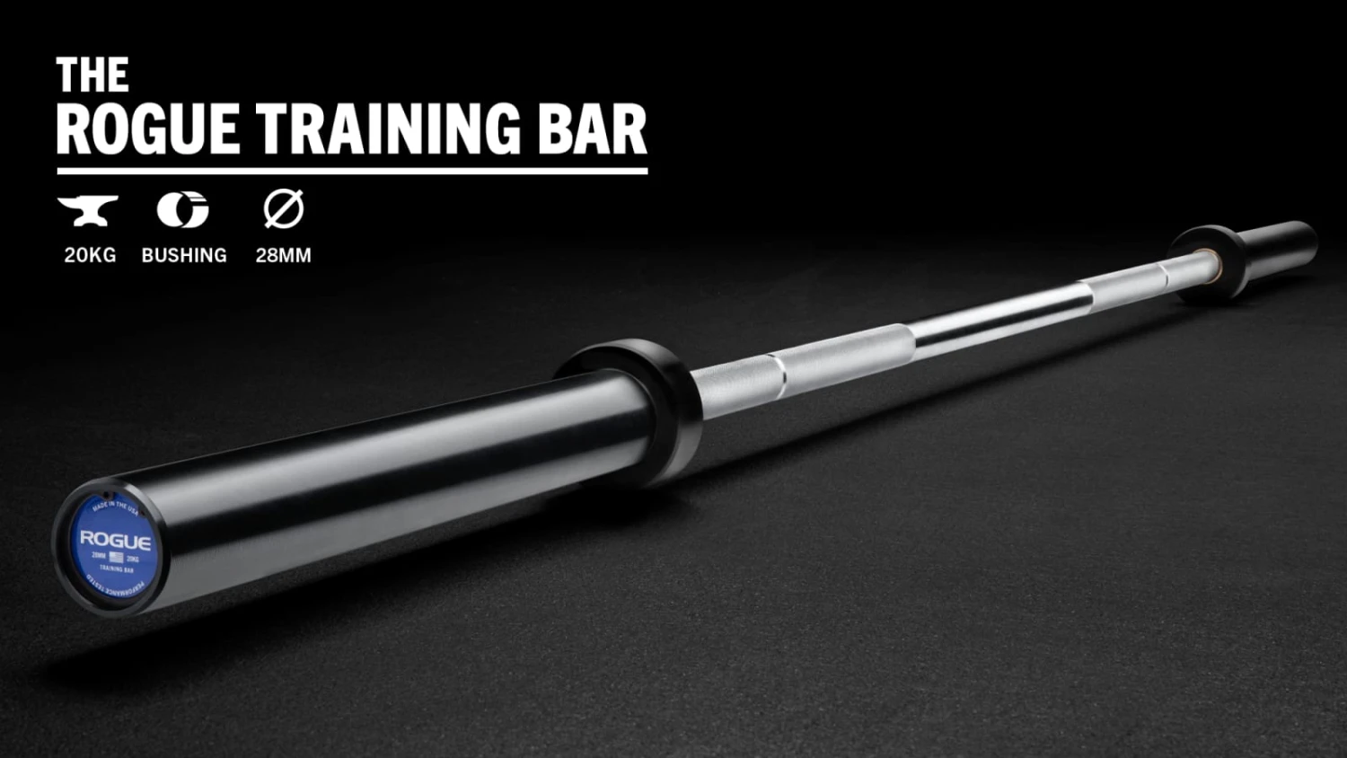 28MM Rogue Training Bar (Stainless Shaft / Black Sleeve) 3 28MM Rogue Training Bar (Stainless Shaft / Black Sleeve)