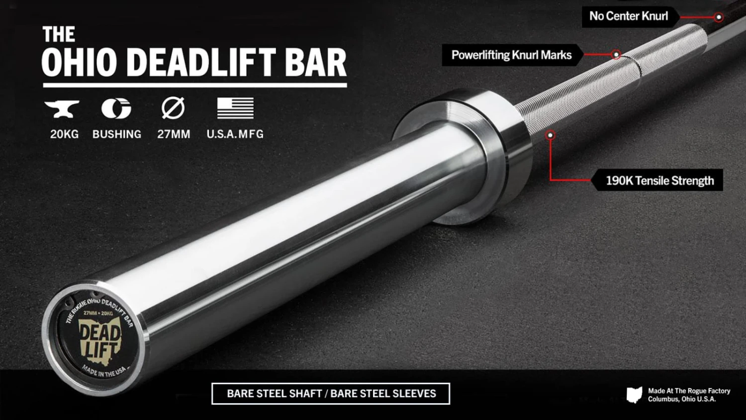 Rogue Ohio Deadlift Bar - Bare Steel 3 Rogue Ohio Deadlift Bar - Bare Steel