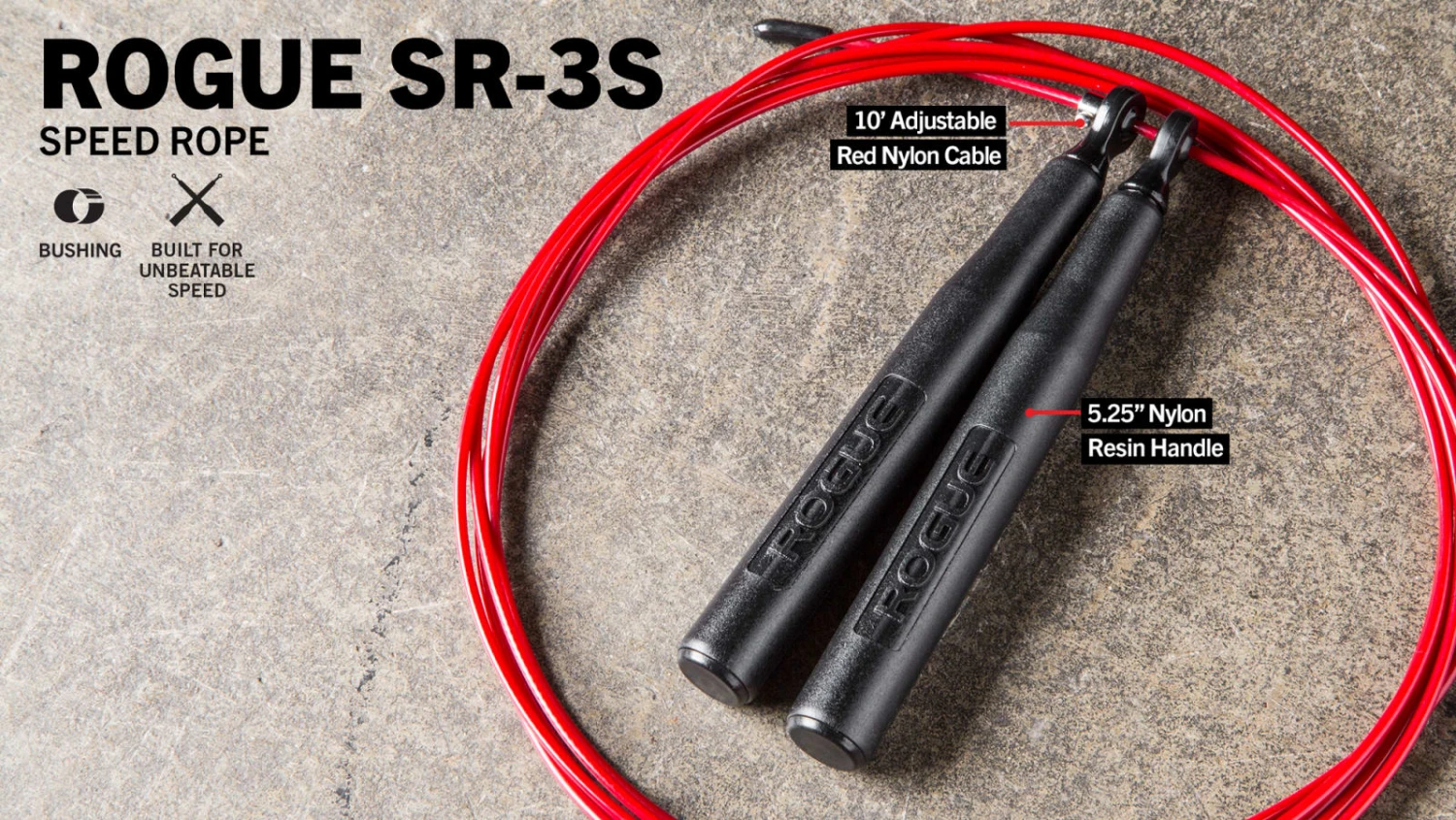 Rogue SR-3S Short Handle Bushing Speed Rope 3 Rogue SR-3S Short Handle Bushing Speed Rope